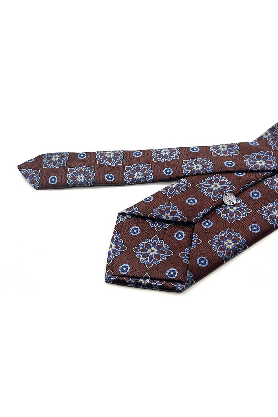 Kahverengi Motif Desen Mendilli Klasik Kravat KK13735