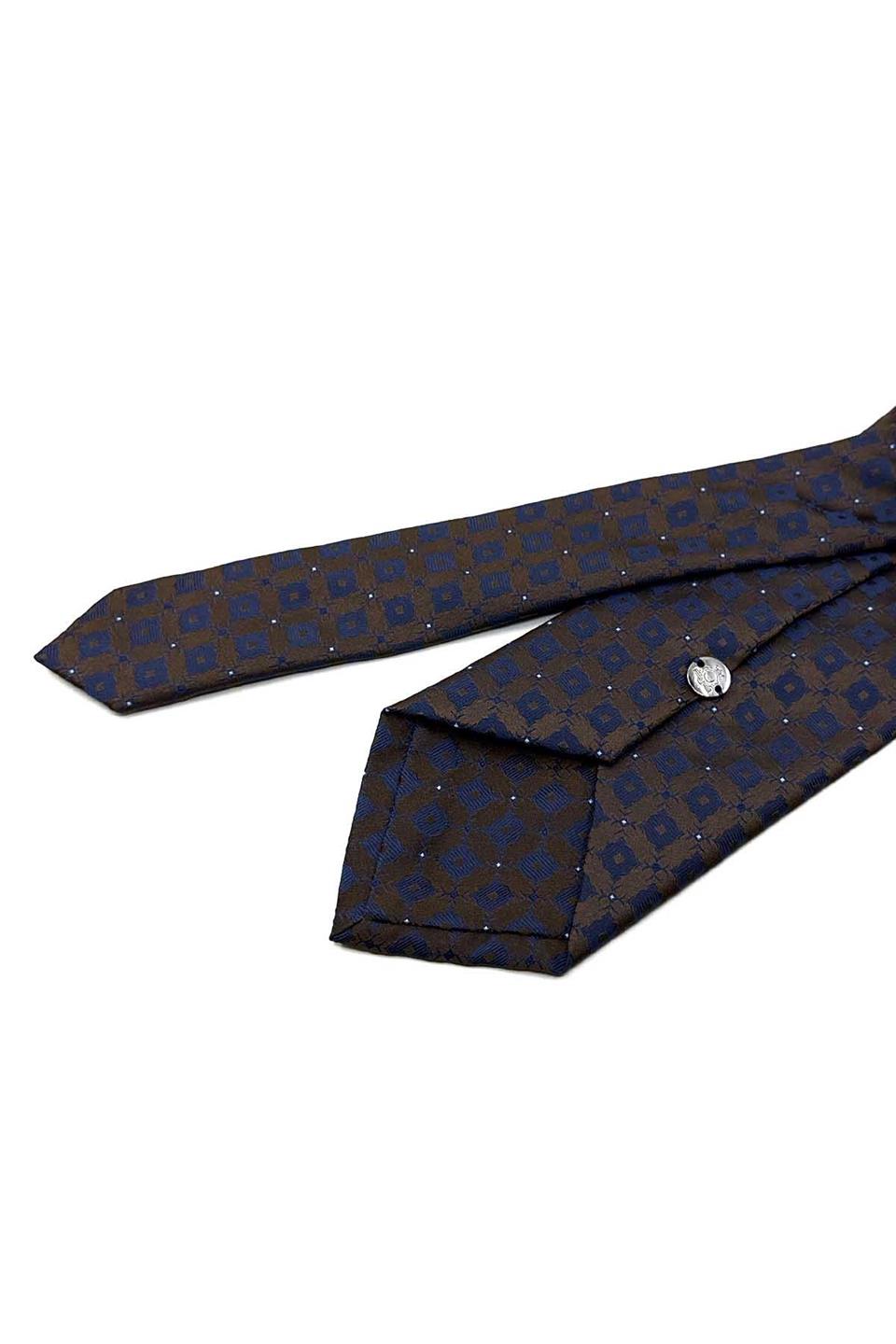 Kahverengi Motif Desen Mendilli Klasik Kravat KK12575