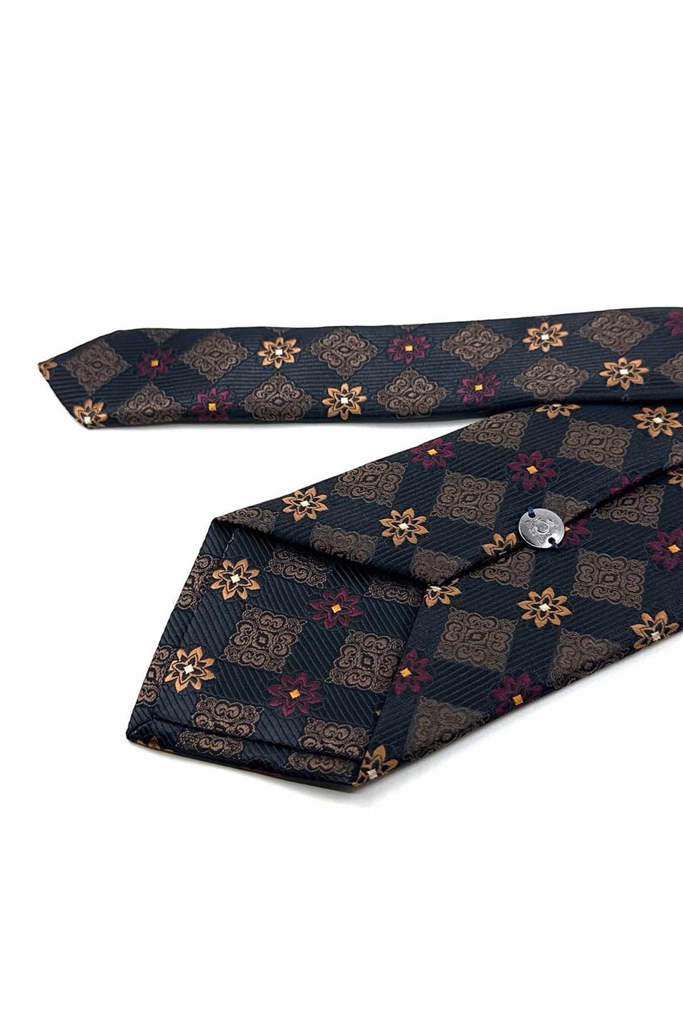 Kahverengi Motif Desen Mendilli Klasik Kravat KK13942