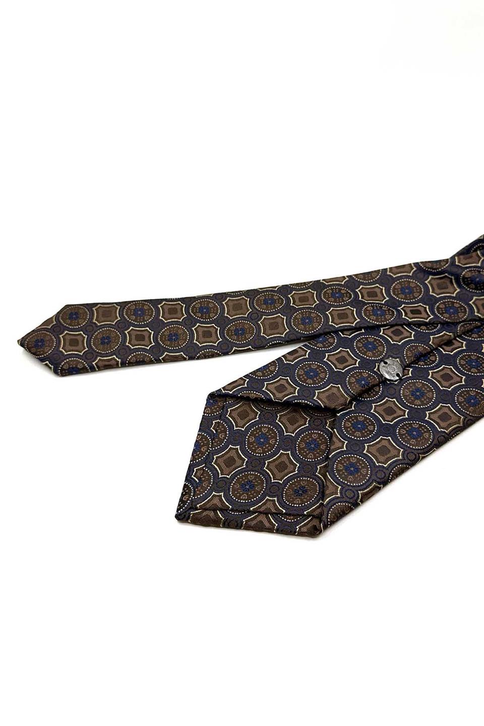 Kahverengi Motif Desen Mendilli Klasik Kravat KK12951