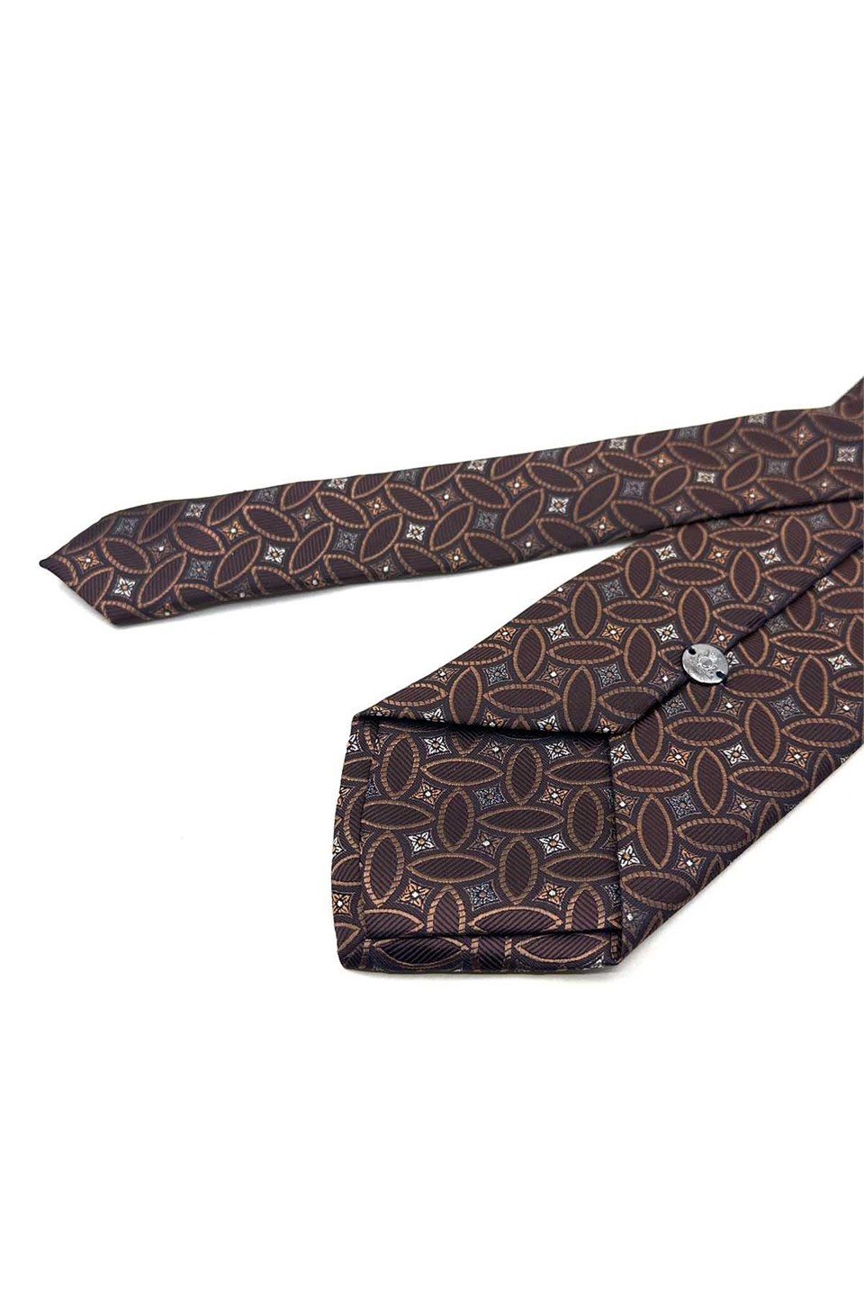 Kahverengi Motif Desen Mendilli Klasik Kravat KK13982
