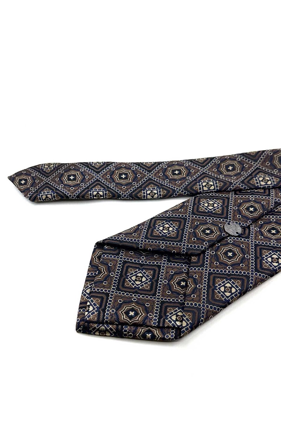 Kahverengi Motif Desen Mendilli Klasik Kravat KK13957