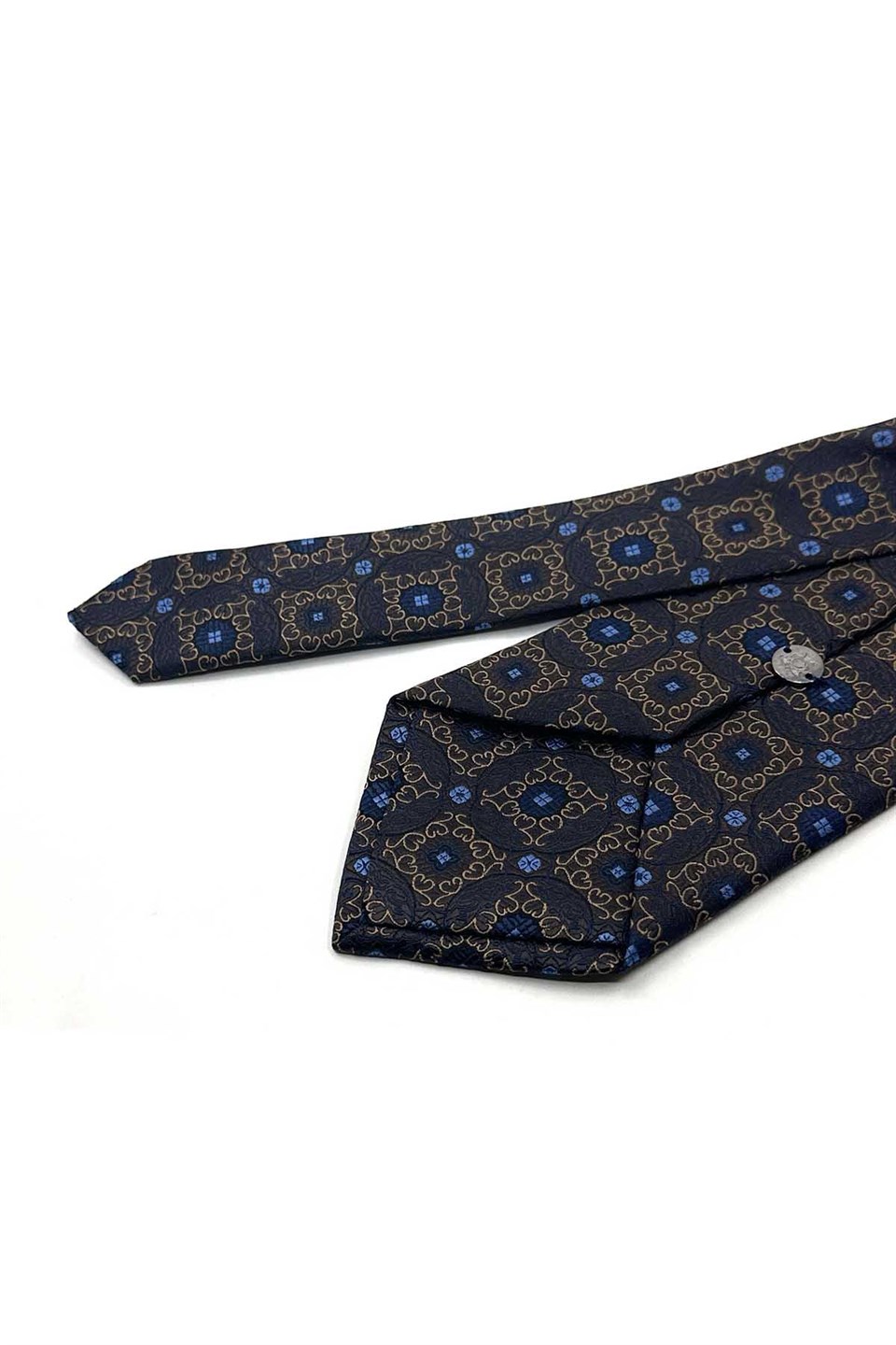 Kahverengi Motif Desen Mendilli Klasik Kravat KK13757