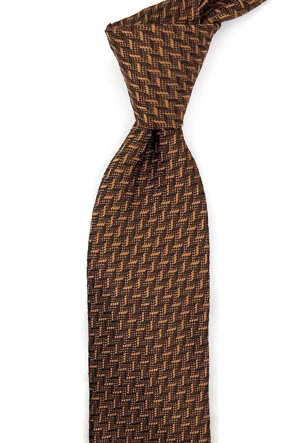 Kahverengi Motif İpek Kravat İK2451