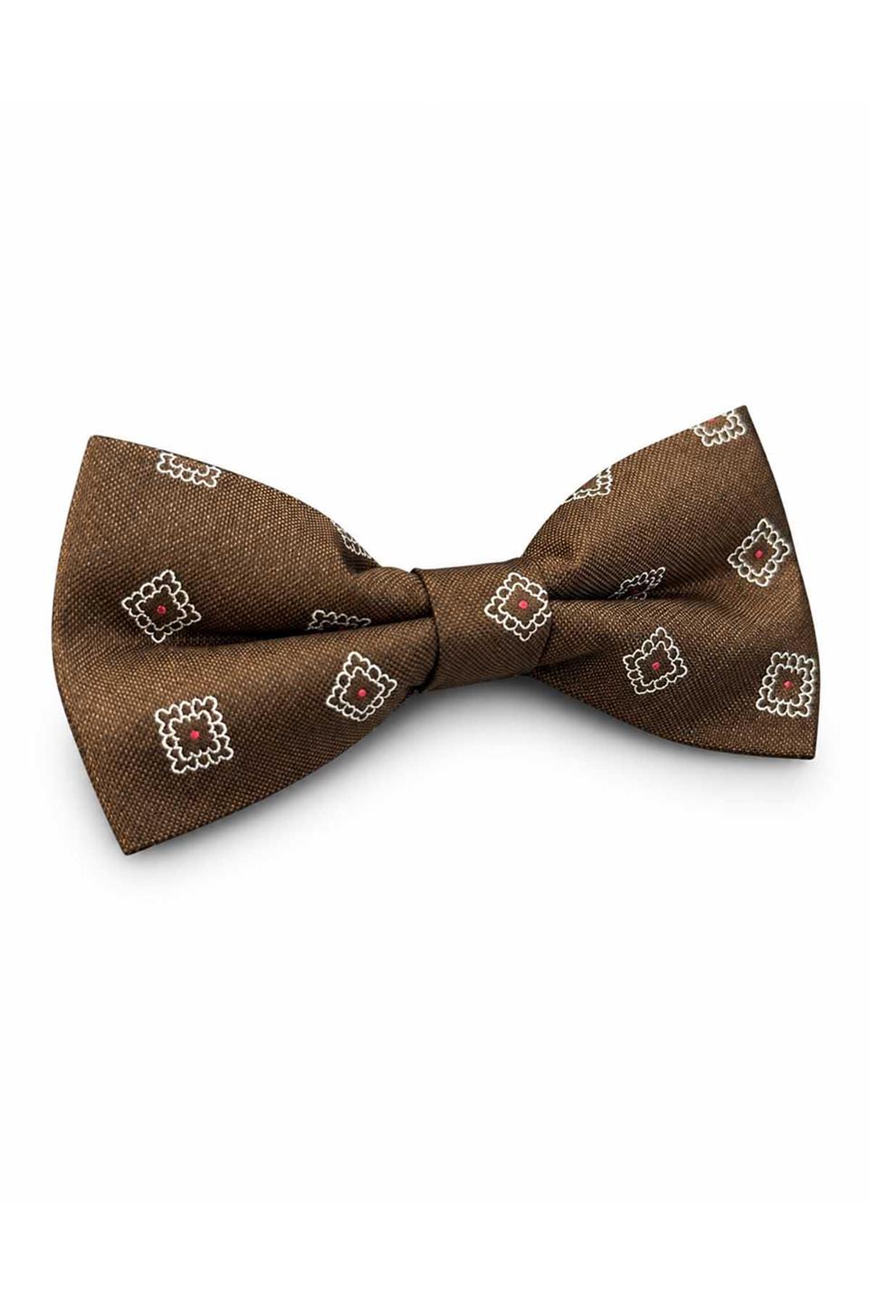 Kahverengi Motif İpek Papyon SB243