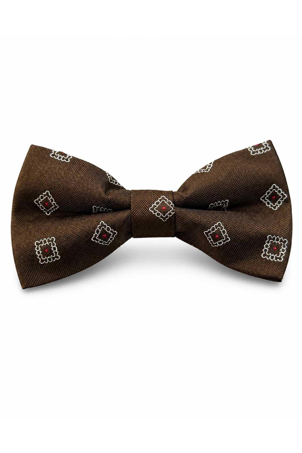 Kahverengi Motif İpek Papyon SB243