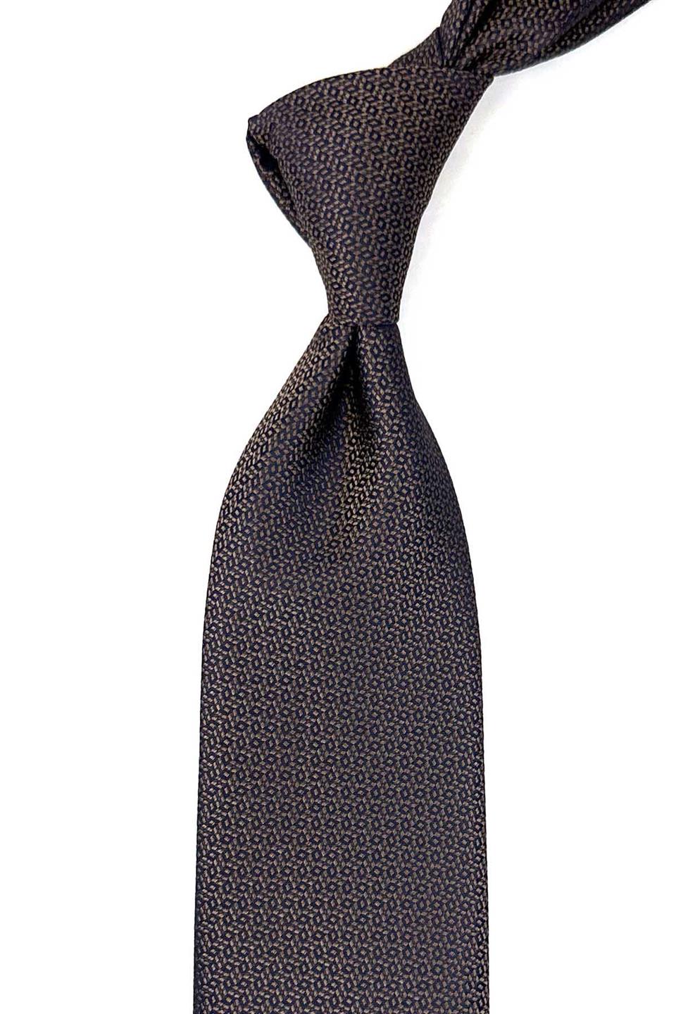 Kahverengi Nokta Desen Mendilli Klasik Kravat KK12709