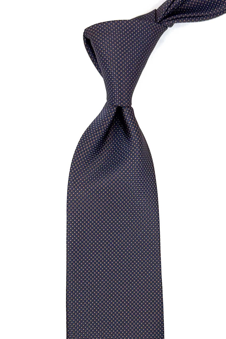 Kahverengi Nokta Desen Mendilli Klasik Kravat KK12397