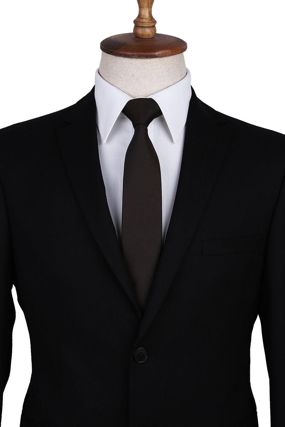 Kahverengi Nokta Desen Slim Kravat SK7594