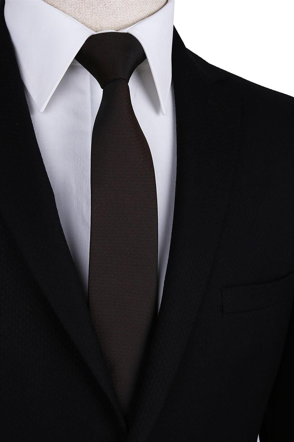 Kahverengi Nokta Desen Slim Kravat SK7594