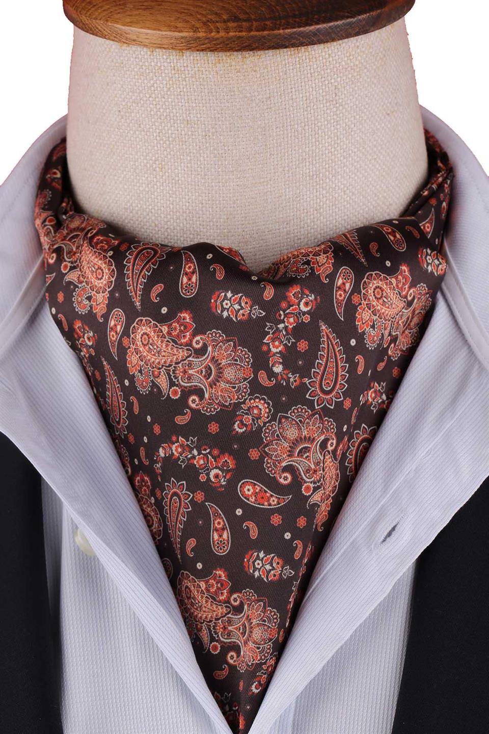 Kahverengi Şal Desen Erkek Fular Ascot K668