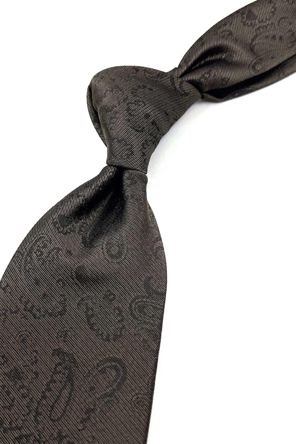 Kahverengi Şal Desen İtalyan İpek Kravat İK1671