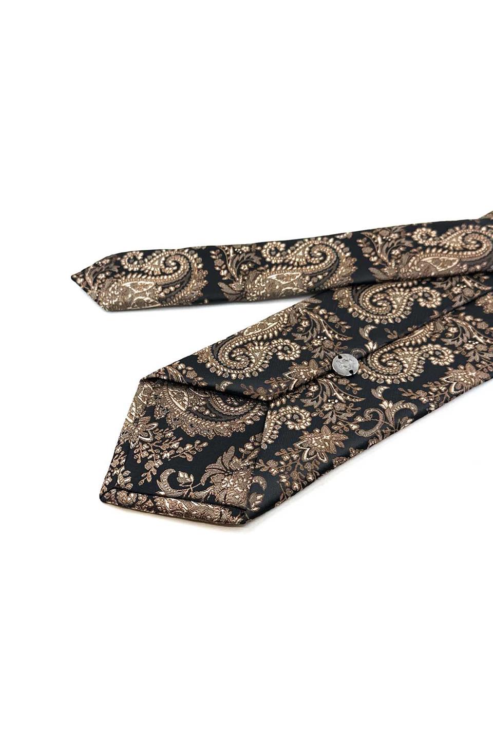 Kahverengi Şal Desen Mendilli Klasik Kravat KK13121