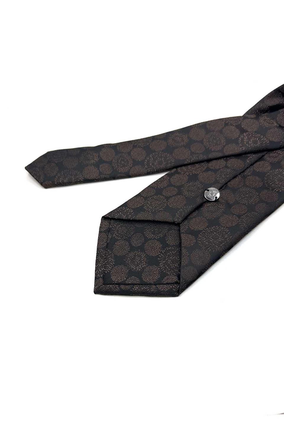 Kahverengi - Siyah Motif Desen Mendilli Klasik Kravat KK13691