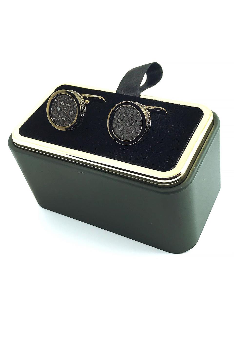 Kahverengi Yuvarlak Füme Detaylı Kol Düğmesi KD1521