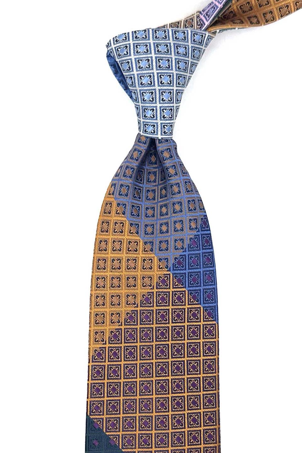 Kare Desen Çok Renkli Patchwork Klasik Kravat KK12176
