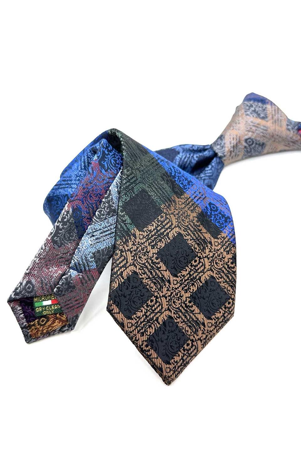 Kare Desen Çok Renkli Patchwork Klasik Kravat KK12806