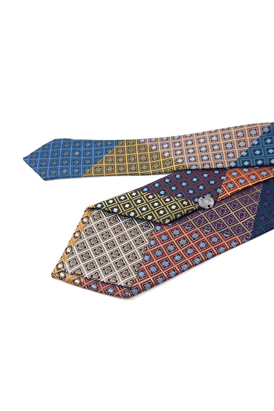 Kare Desen Çok Renkli Patchwork Klasik Kravat KK12176