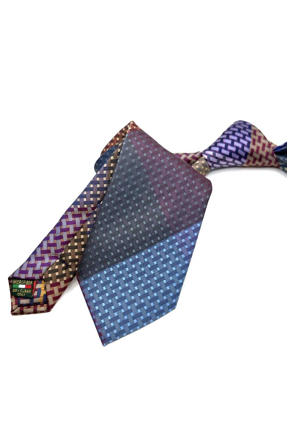 Kare Desen Çok Renkli Patchwork Klasik Kravat KK12788