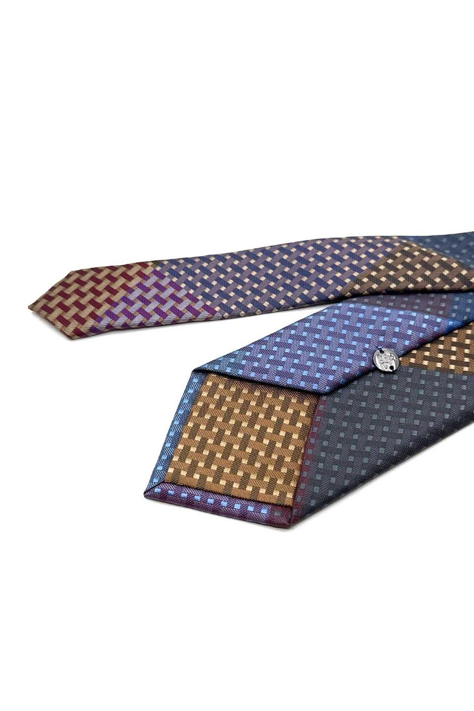 Kare Desen Çok Renkli Patchwork Klasik Kravat KK12788