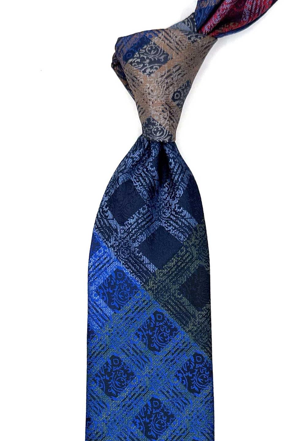 Kare Desen Çok Renkli Patchwork Klasik Kravat KK12806