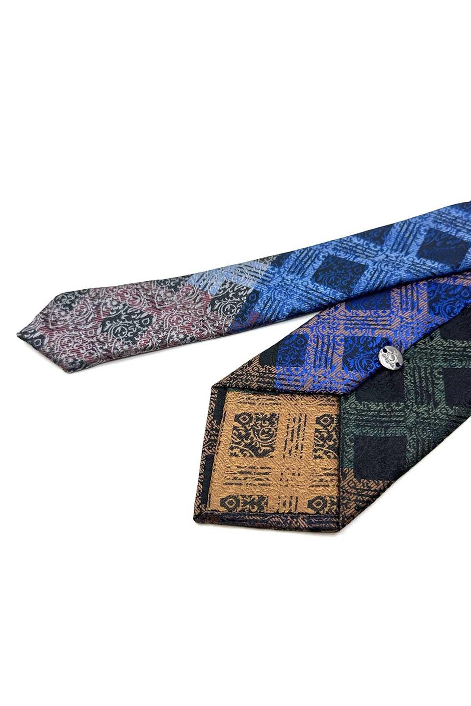 Kare Desen Çok Renkli Patchwork Klasik Kravat KK12806