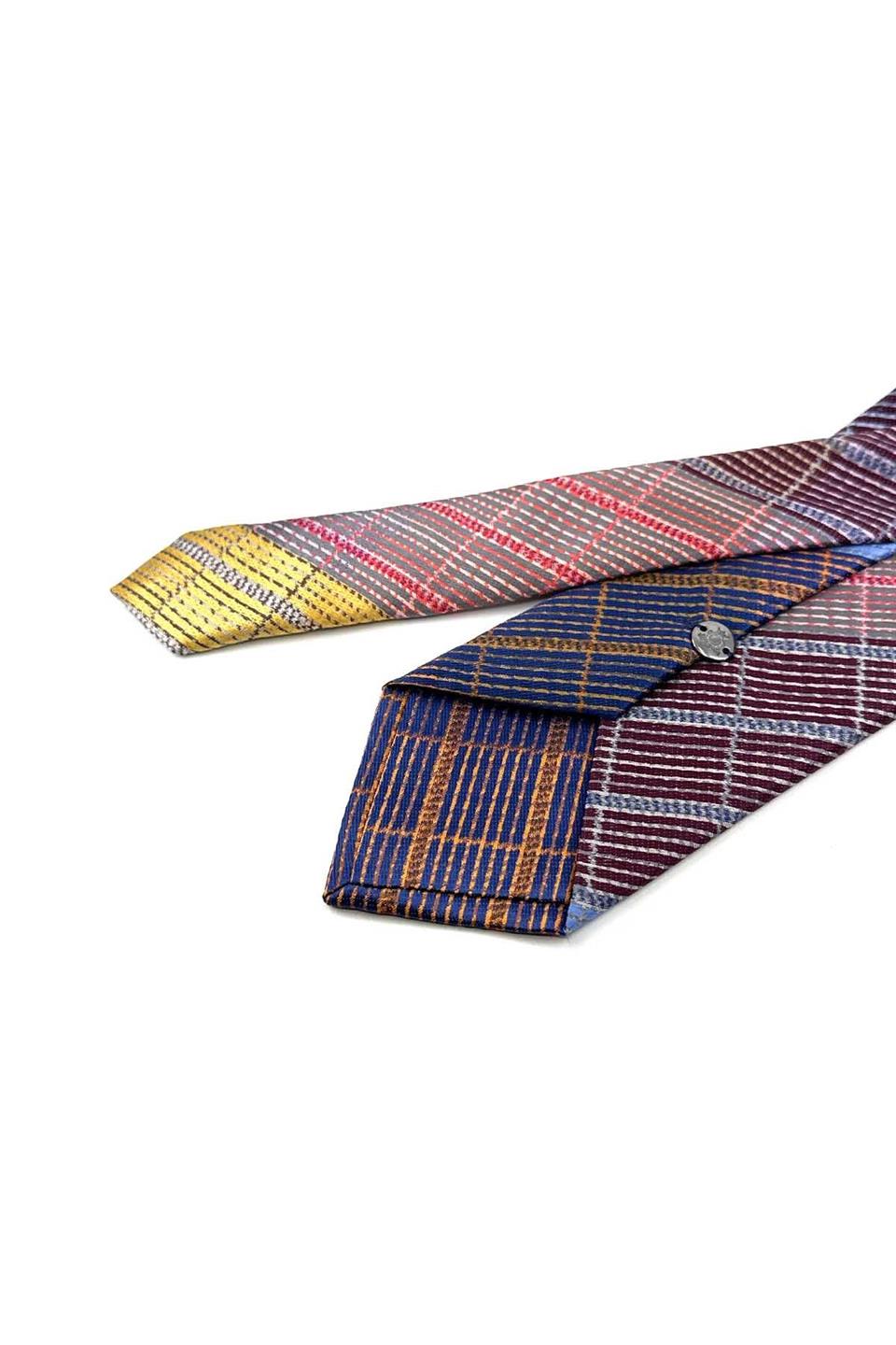 Kare Desen Çok Renkli Patchwork Kravat KK13261