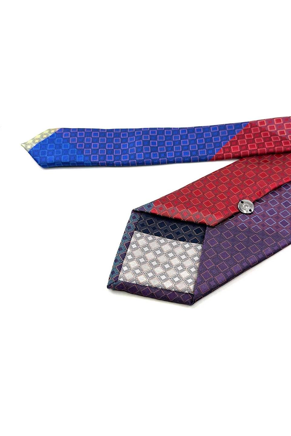 Kare Desen Çok Renkli Patchwork Kravat KK13230