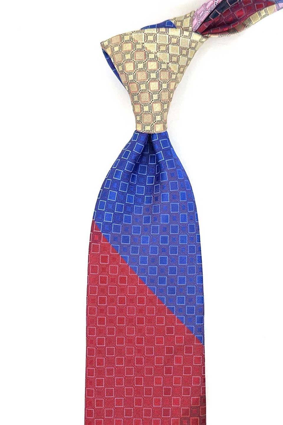 Kare Desen Çok Renkli Patchwork Kravat KK13230