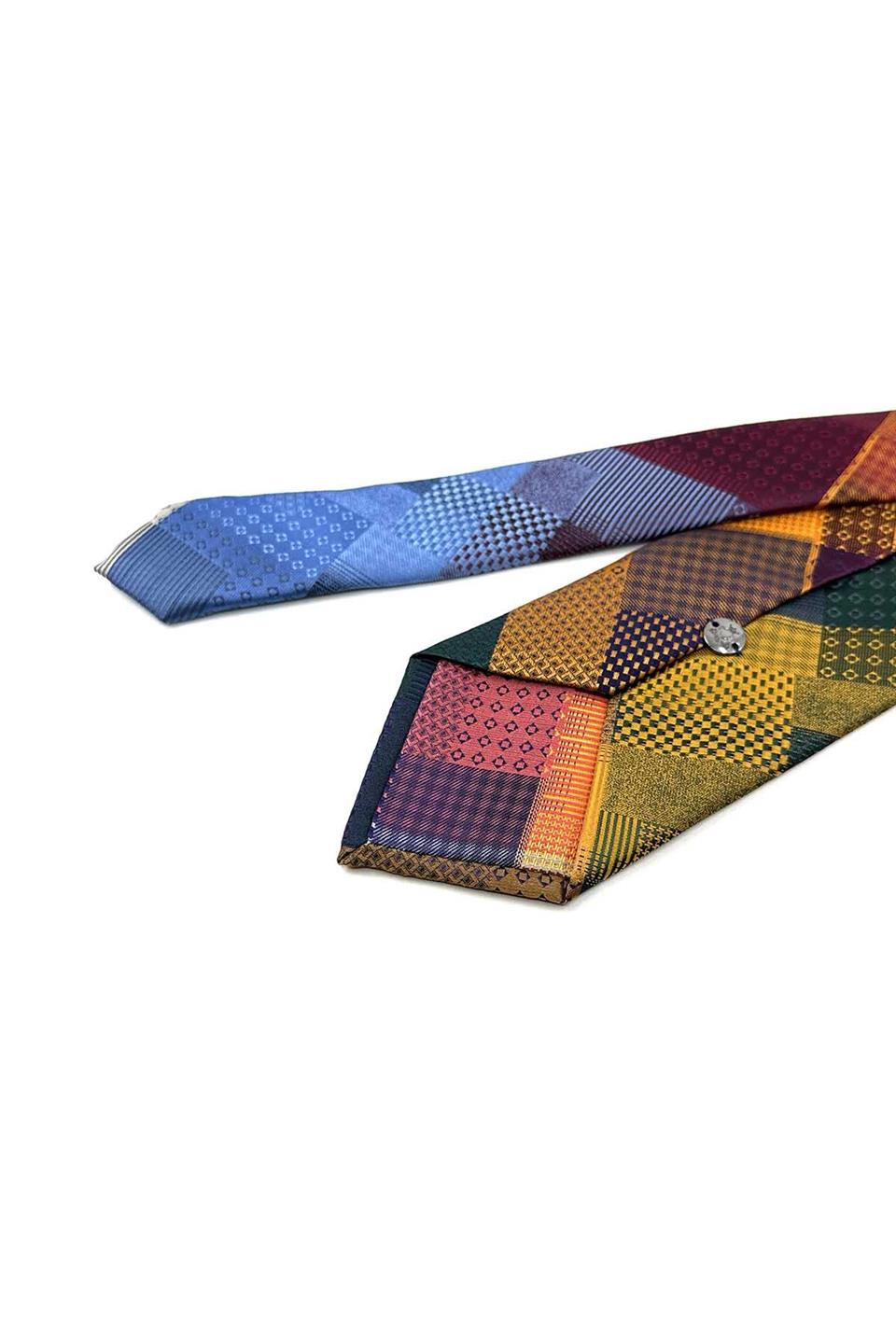 Kare Desen Çok Renkli Patchwork Kravat KK13295