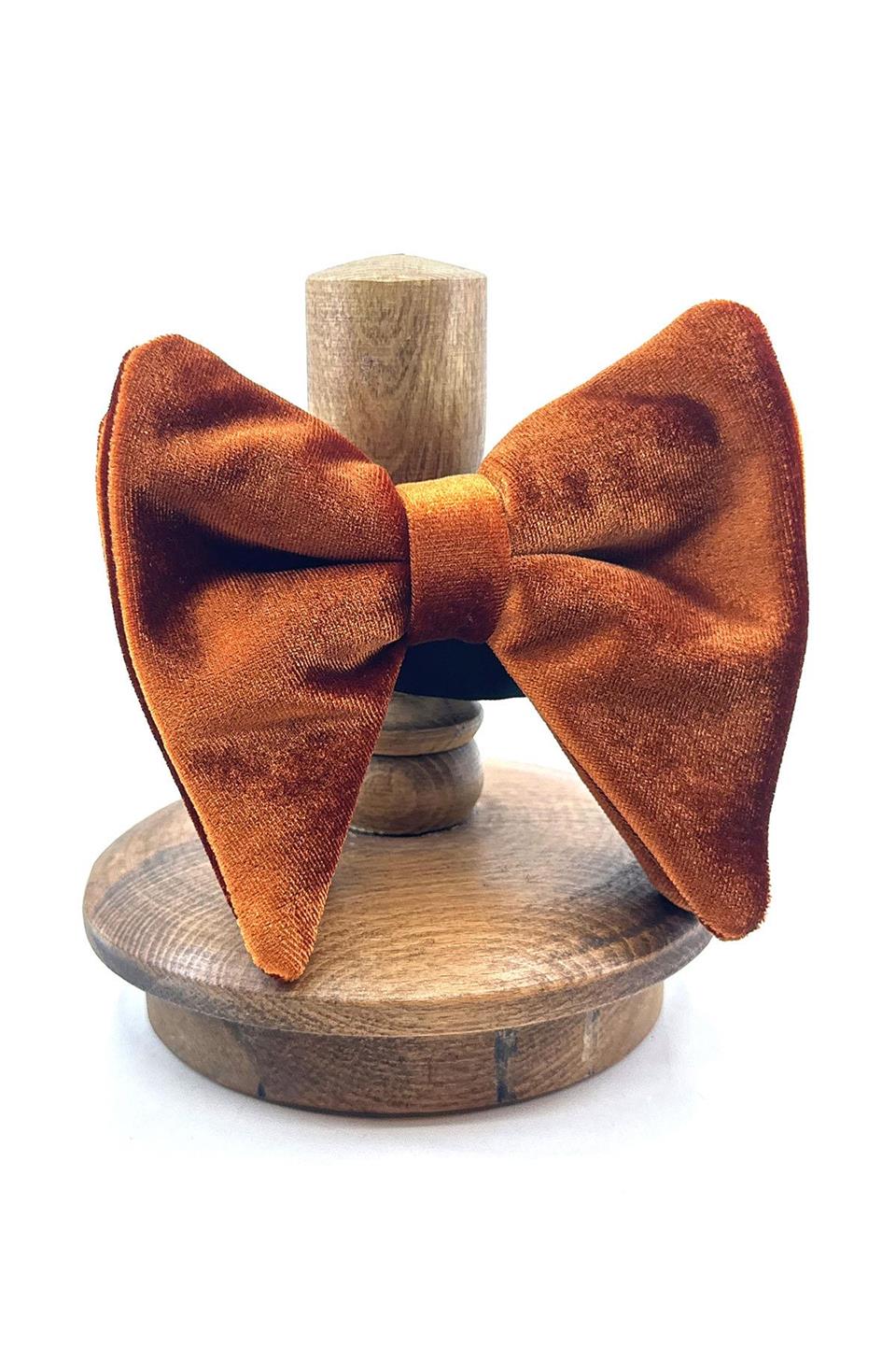 Kiremit Renk Düz Kadife Papyon P1716