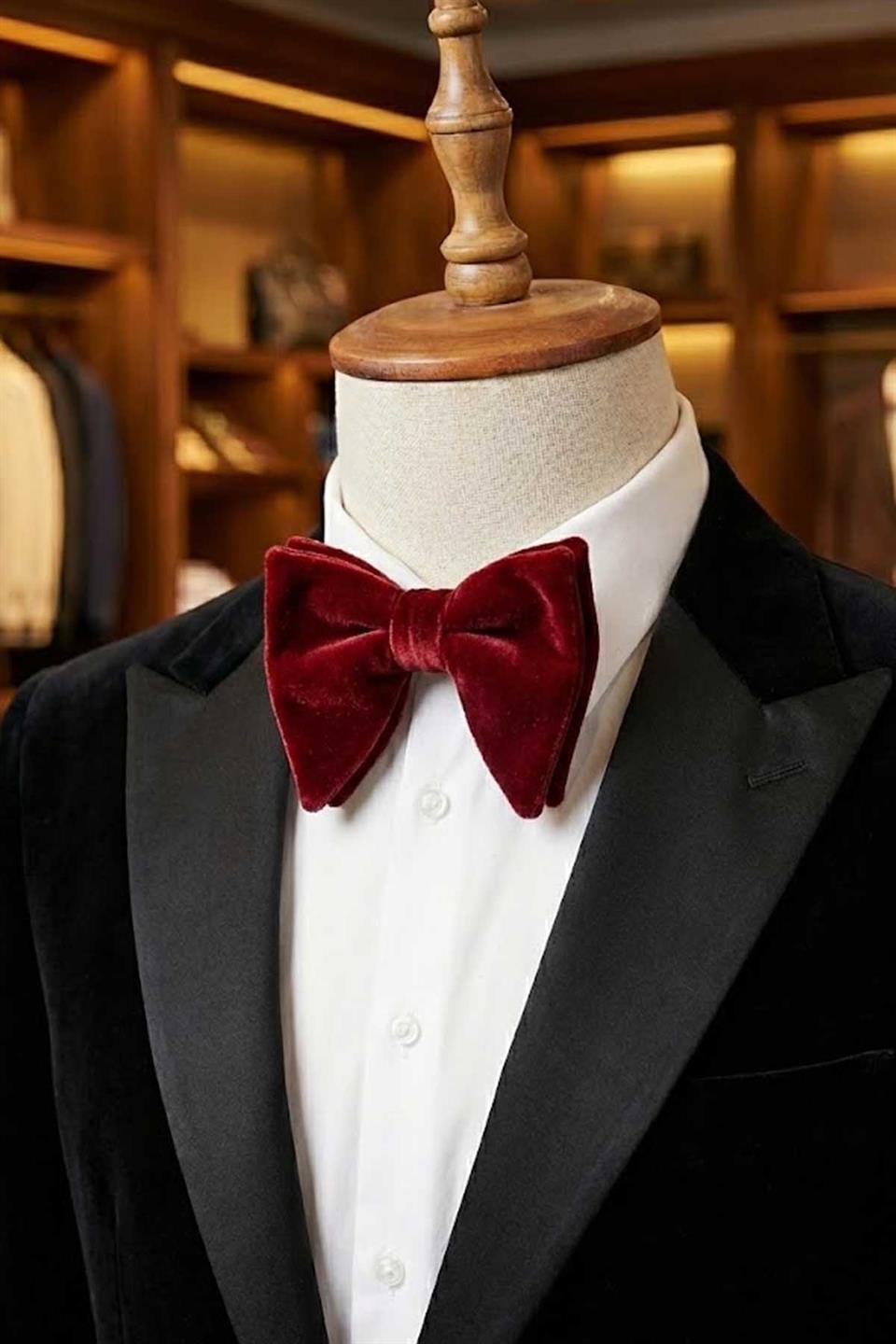 Kırmızı Büyük Kadife Papyon P1696