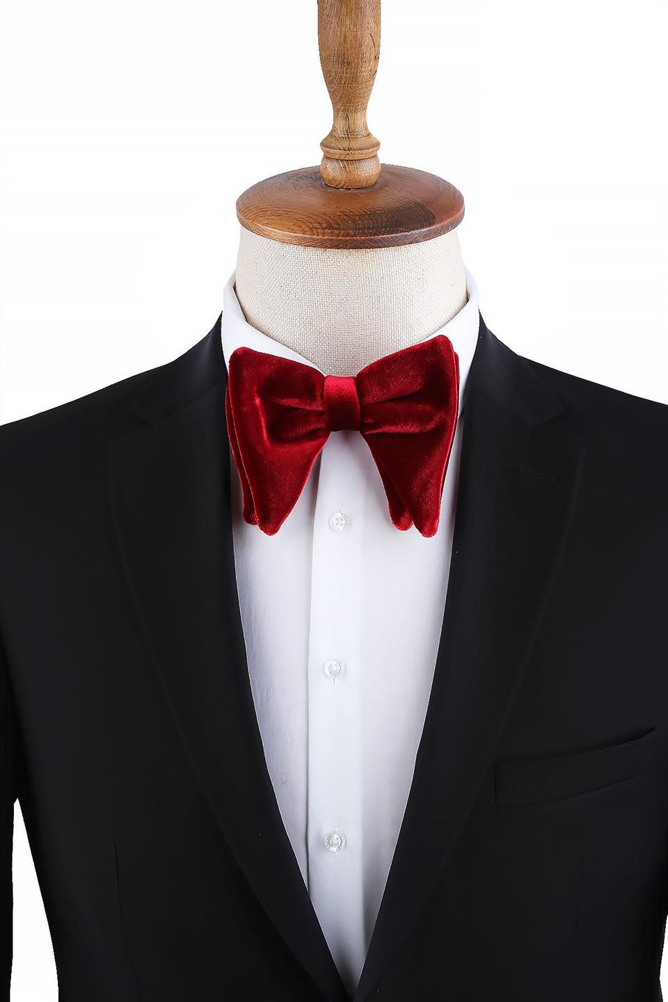 Kırmızı Büyük Kadife Papyon P1696