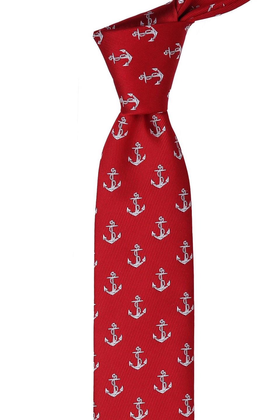 Kırmızı Çapa Desen Slim Kravat SK7072