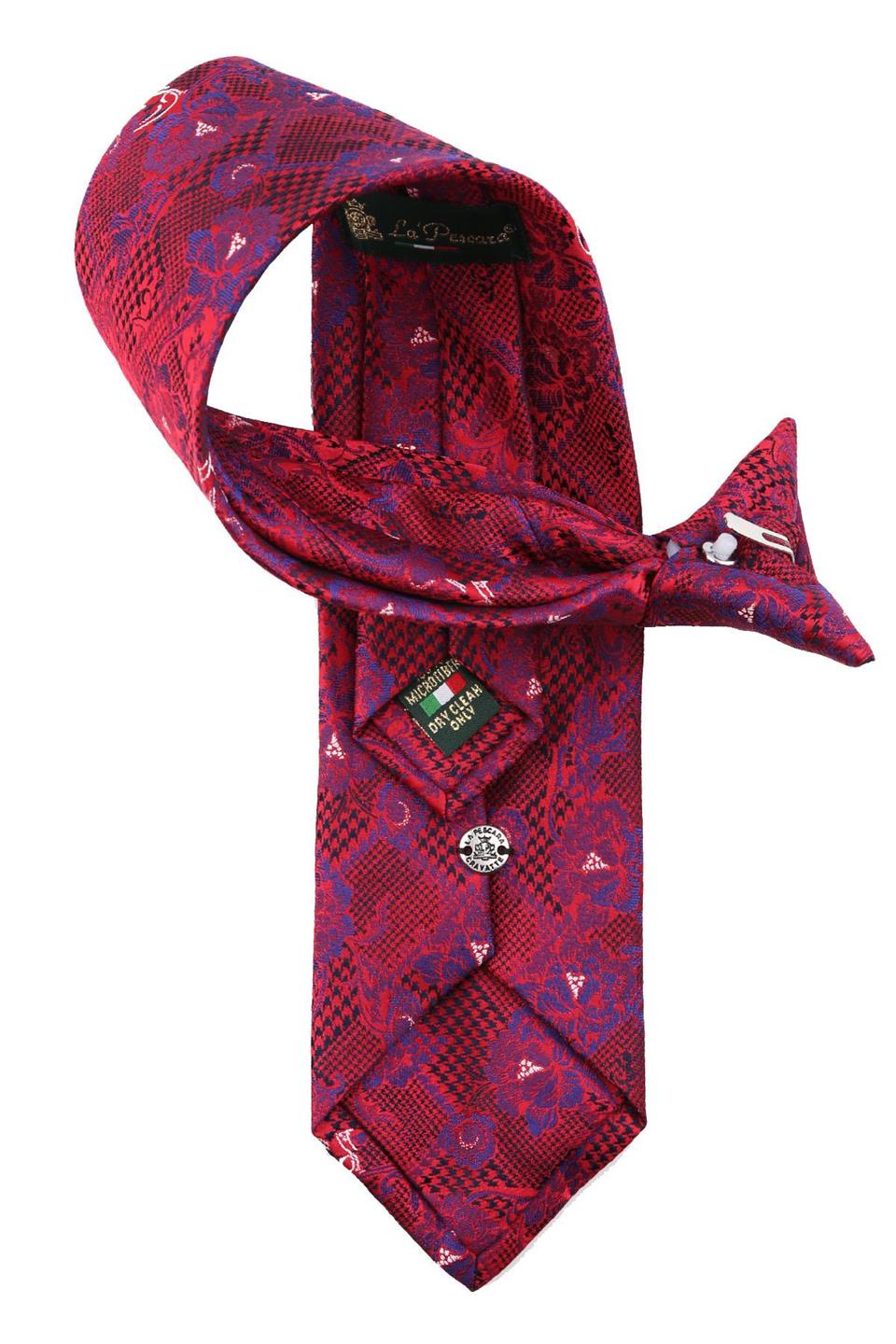 Kırmızı Çiçek Desen Klipsli Kravat KLP368
