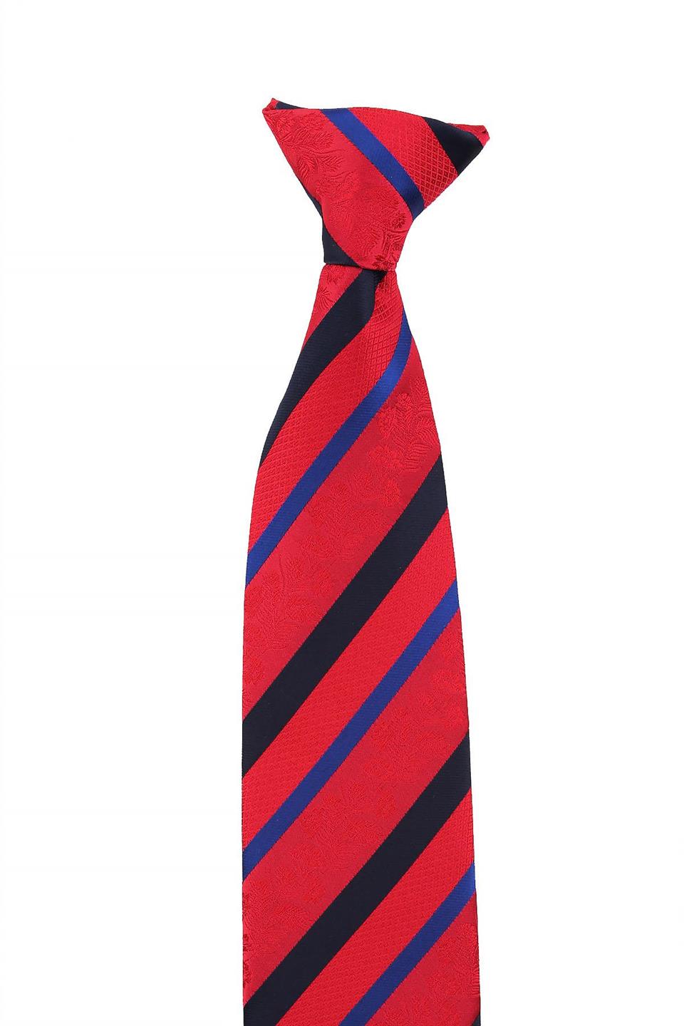Kırmızı Çizgi Desen Klipsli Kravat KLP448