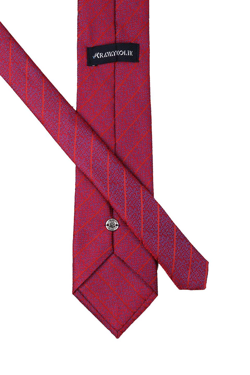 Kırmızı Çizgi Desen Mendilli Klasik Kravat KK9936