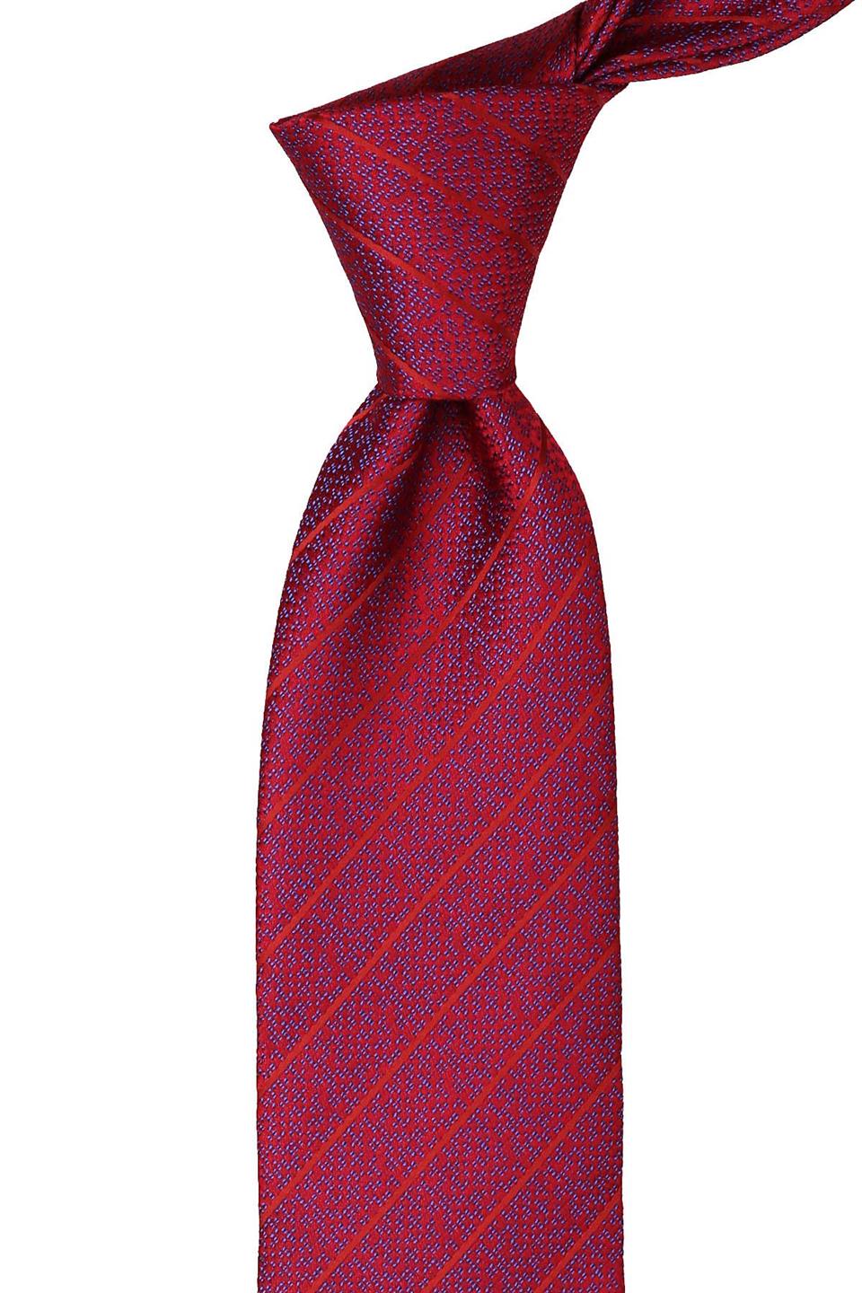 Kırmızı Çizgi Desen Mendilli Klasik Kravat KK9936