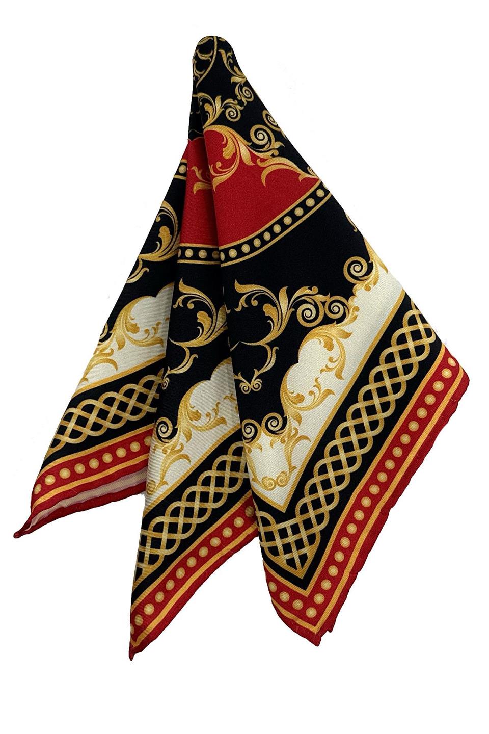 Kırmızı - Çok Renkli Motif Desen Erkek Cep Mendili SPS619-100