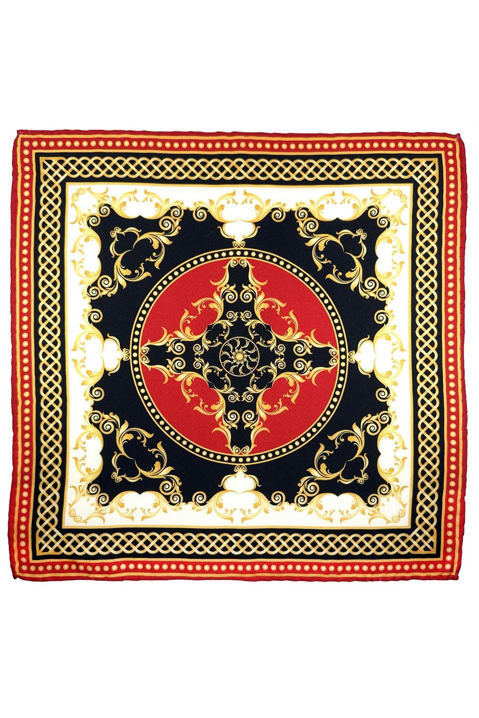 Kırmızı - Çok Renkli Motif Desen Erkek Cep Mendili SPS619-100