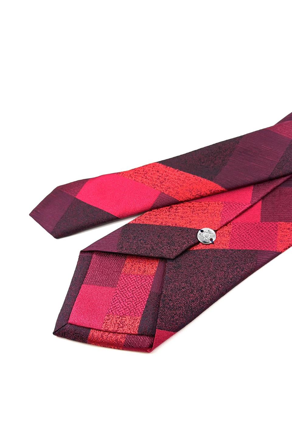Kırmızı Ekose Desen Mendilli Klasik Kravat KK11122