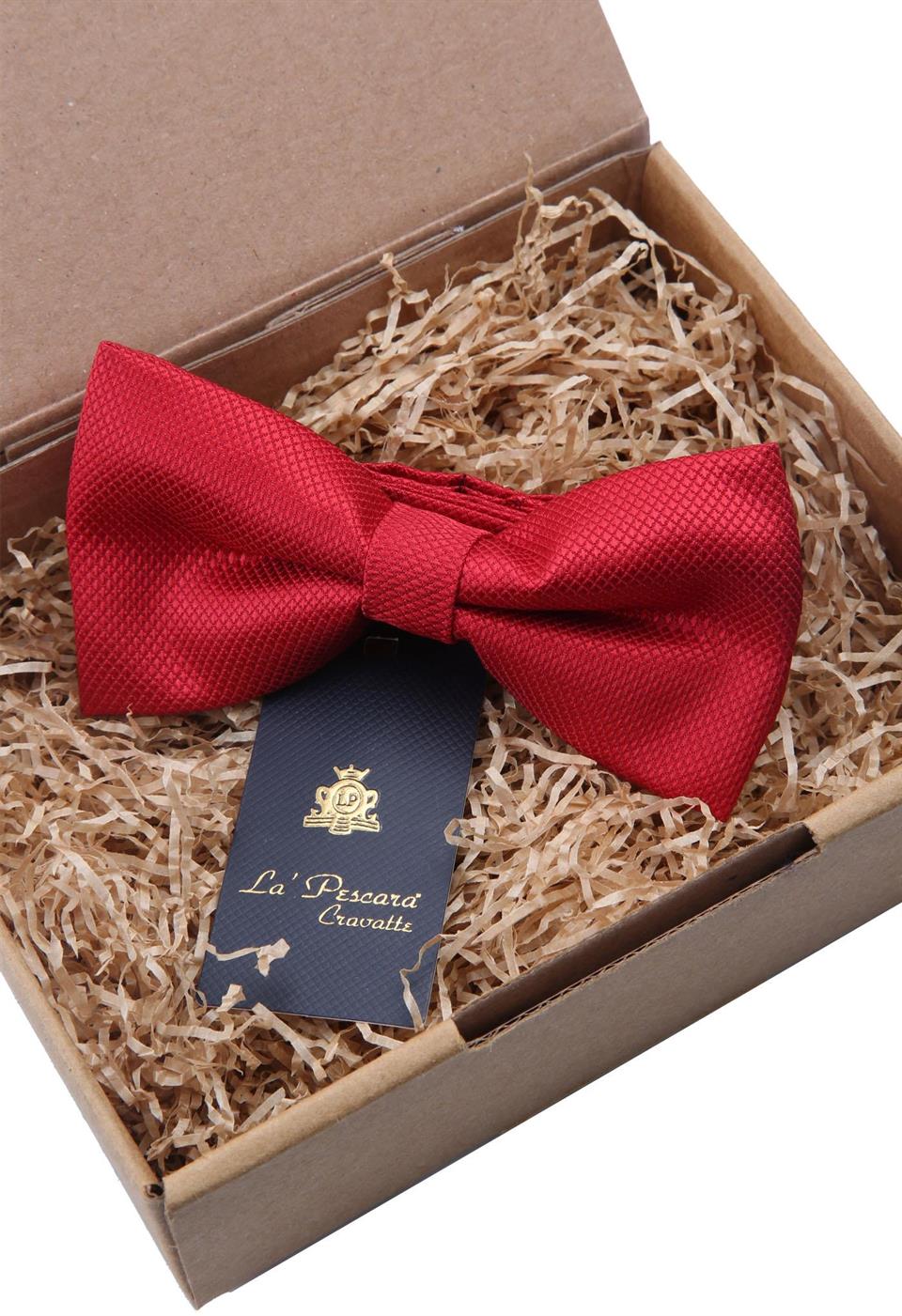 Kırmızı Kendinden Desenli Papyon P489