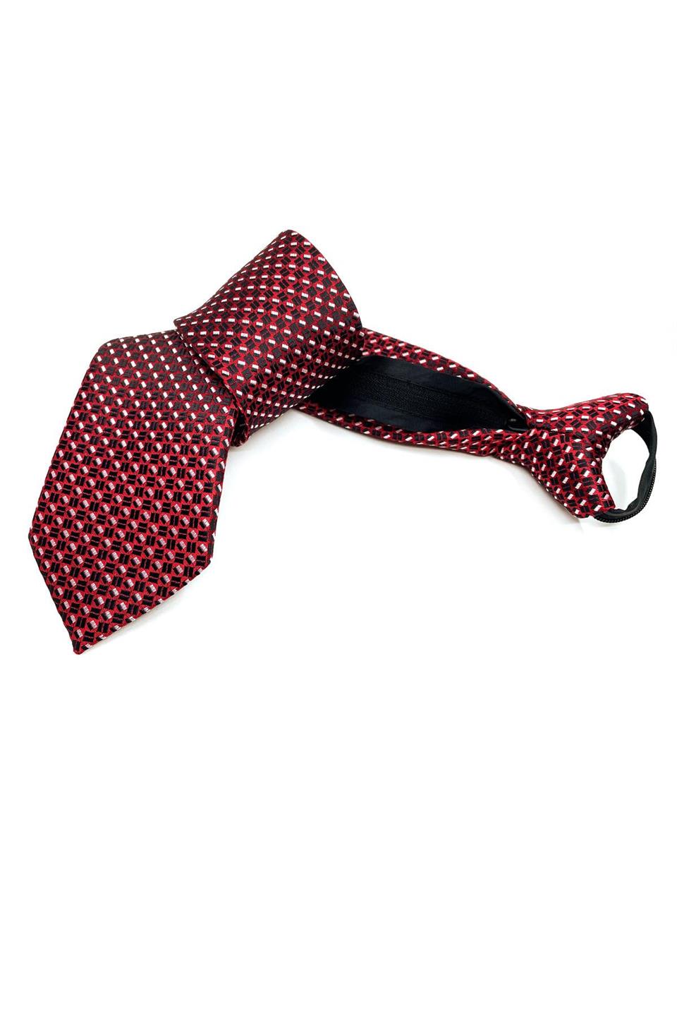 Kırmızı Küçük Desen Mendilli Fermuarlı Kravat FRMR19