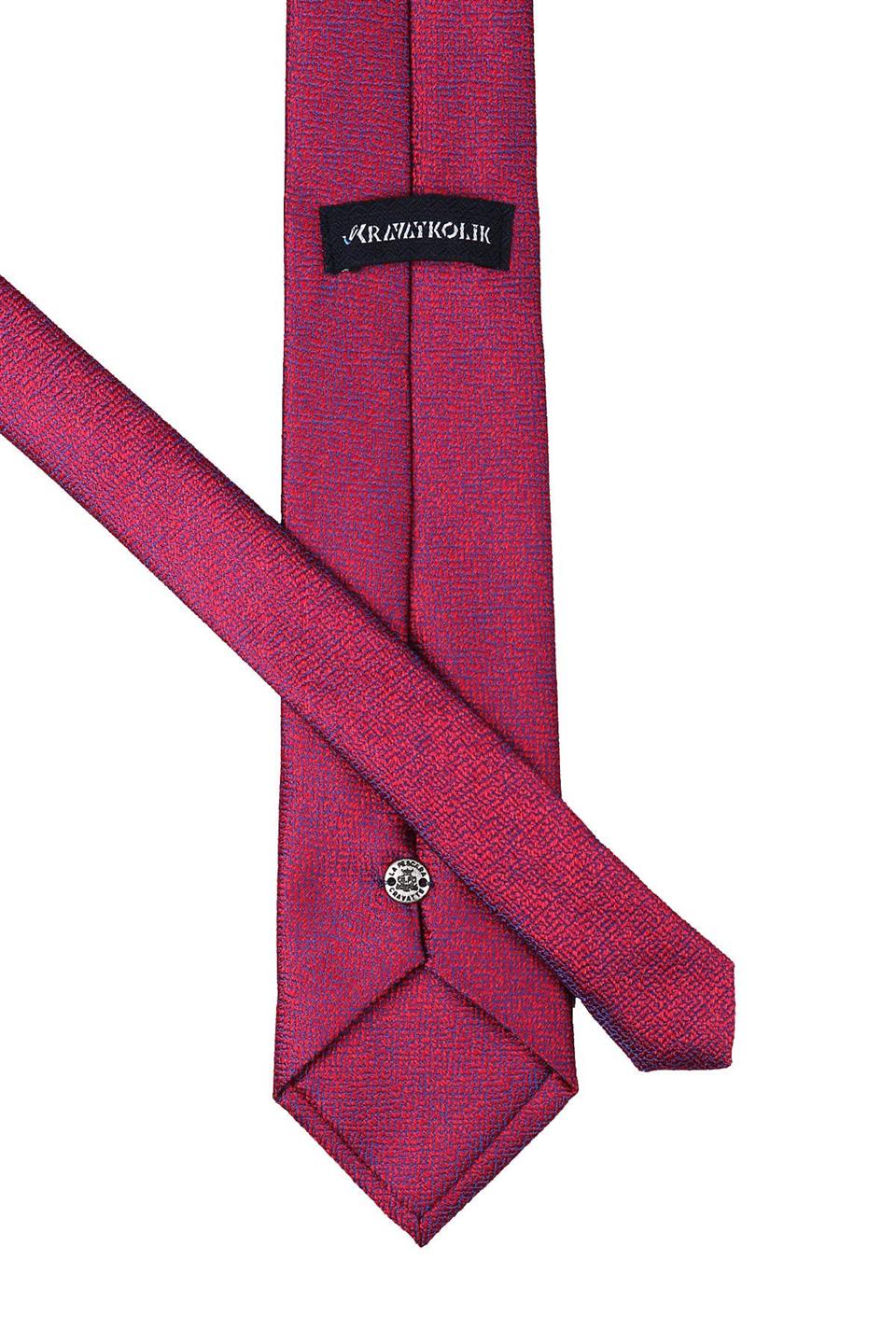 Kırmızı Kum Desen Mendilli Klasik Kravat KK10246