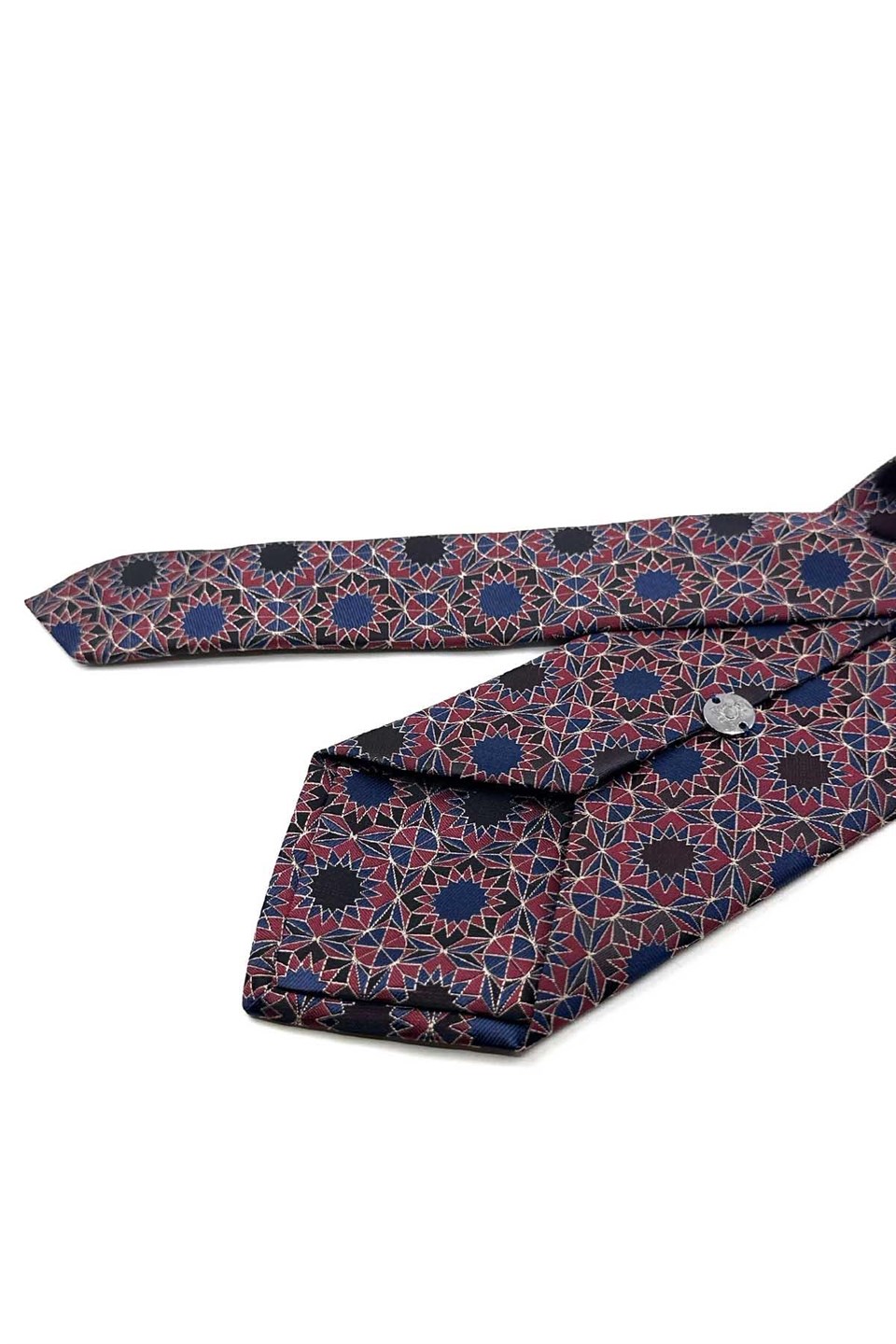 Kırmızı Lacivert Motif Desen Mendilli Klasik Kravat KK13911