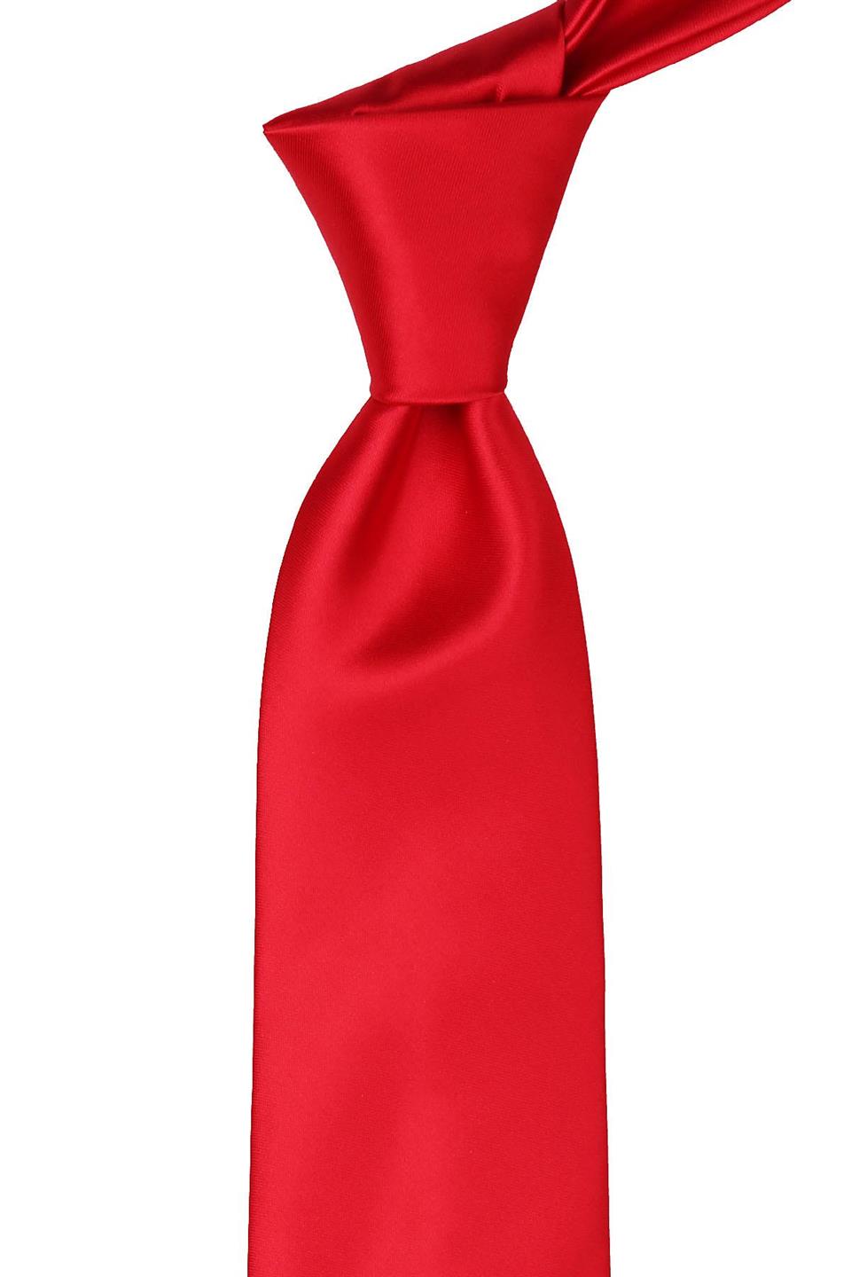 Kırmızı Mendilli Düz Saten Kravat 1114