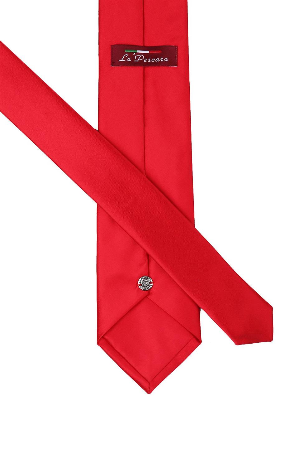 Kırmızı Mendilli Düz Saten Kravat 1114