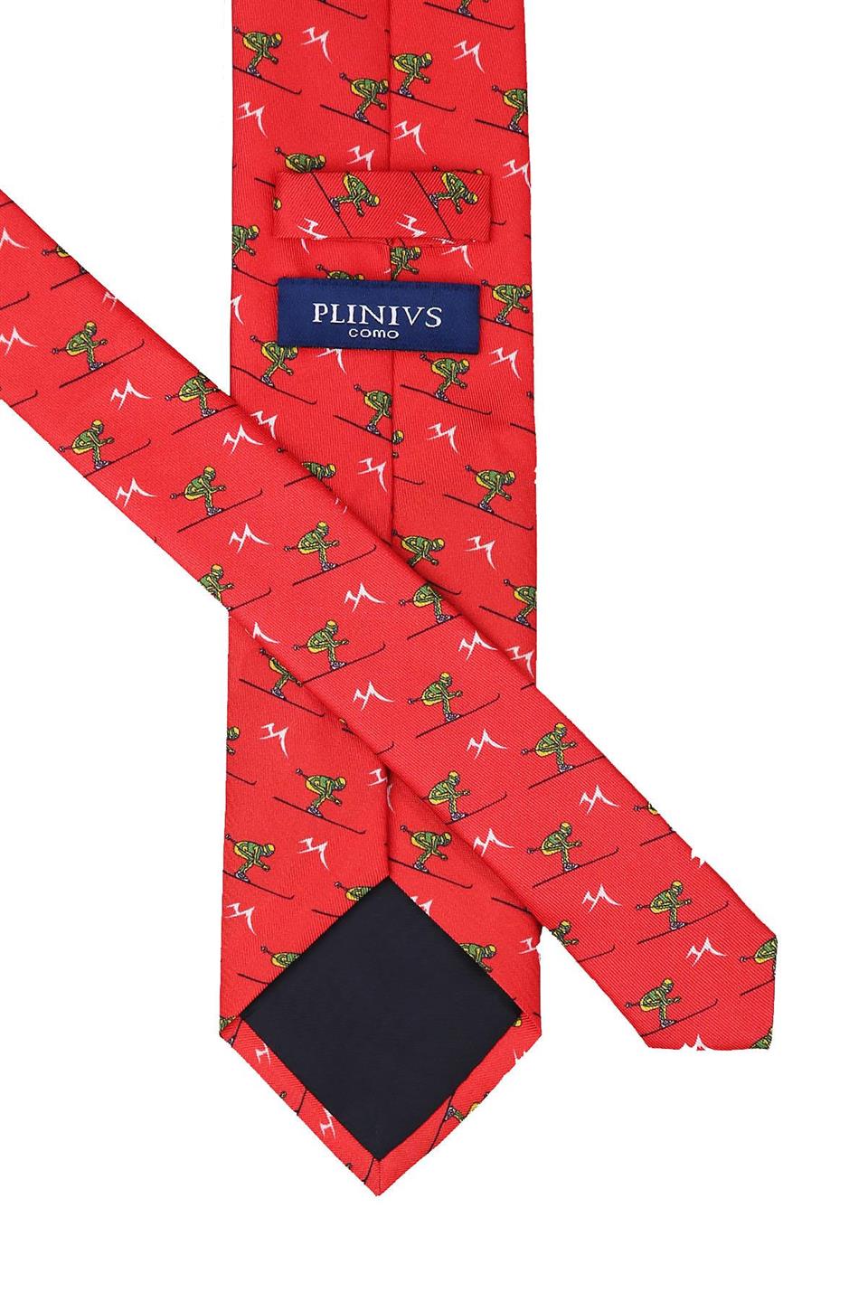 Kırmızı Motif Desen Baskılı İpek Kravat İK376