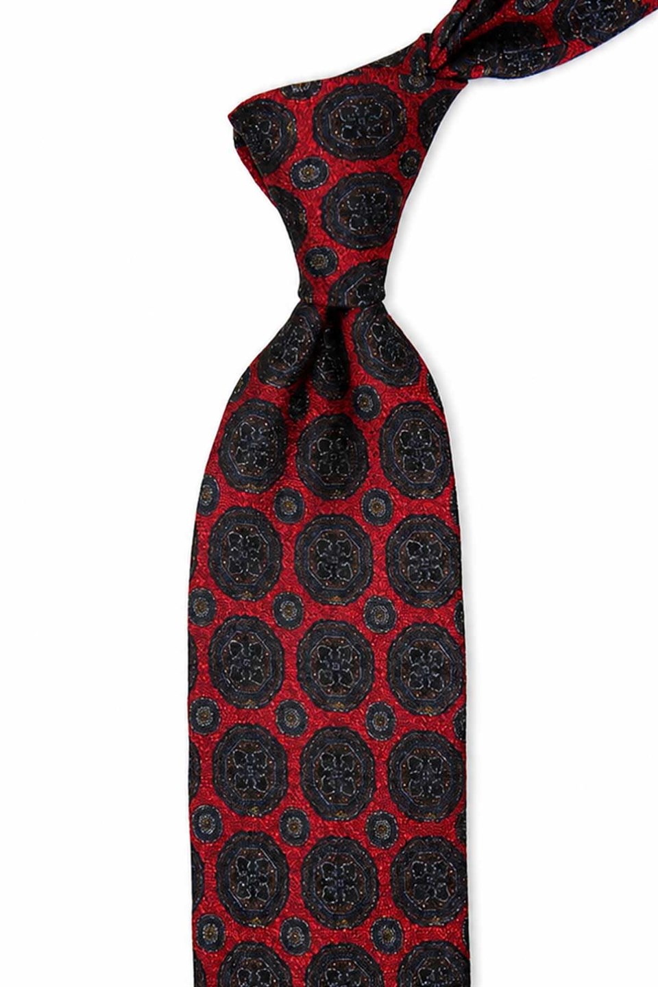 Kırmızı Motif Desen İtalyan İpek Kravat İK2498