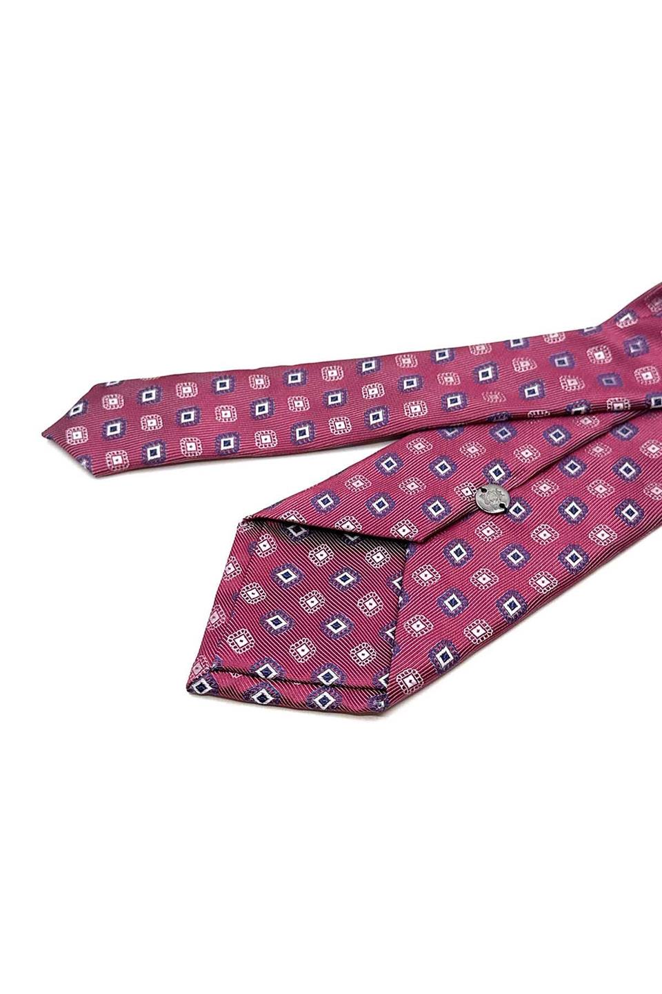 Kırmızı Motif Desen Mendilli Klasik Kravat KK13091